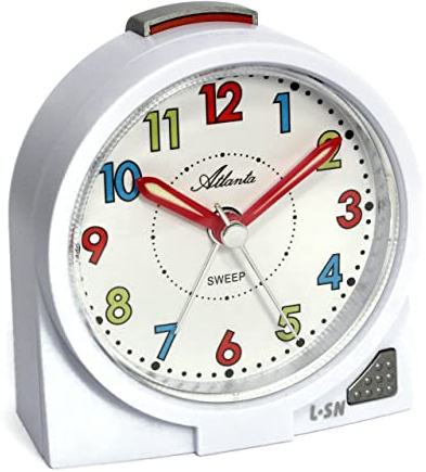 Atlanta Kinderwecker ohne Ticken Analog Jungen Mädchen Weiß - 2127/0