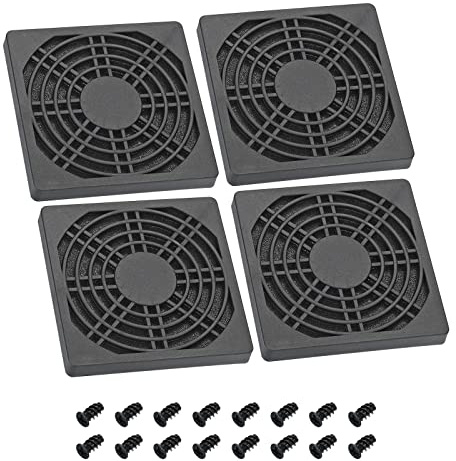 PATIKIL 4 Stück 85mm Lüfter Filter mit Schraube ABS Ventilator Grill Schutz Guard für Lüfter Schutzabdeckung DIY Schwarz