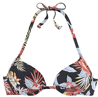 s.Oliver Damen Push-Up-Bikini-Top | tropischer Print, wattierte Cups mit Kissen, Mix-Kini, weich, für ein schönes Dekolleté