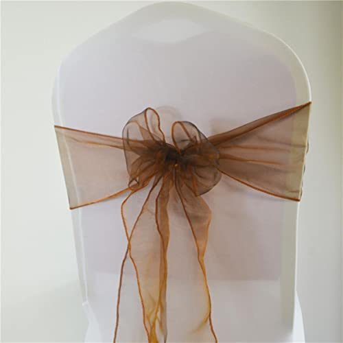 (50/100 Stück) Organza-Schärpe, Hochzeitsstuhl-Dekoration, Knoten, Schmetterlingsschärpen für Weihnachten, Geburtstag, Innen- und Außenbereich, Partyzubehör, braun, 100 Stück