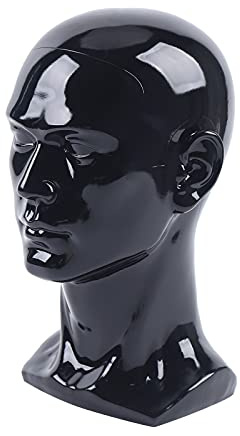 Esyogen Männlich Modellkopf aus PVC Perückenkopf Dekokopf Mannequin Kopf Hüte Brille,50x30cm,hell schwarz