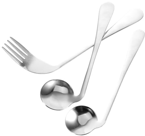 FOMIYES Cubiertos Para Ancianos Mano Izquierda Cuchara Y Tenedor Curvo En Ángulo De Acero Inoxidable Utensilio De Apoyo Para Alimentación De Pacientes En Cama