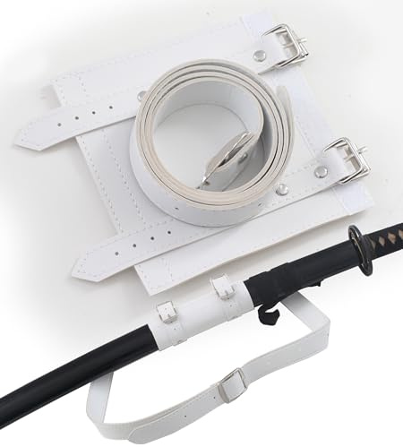 RKS DIFFUSION Support Ceinture Katana Ceinturon Epee Sabre Simili Cuir Blanc Porte Epee Porte Sabre Porte Katana