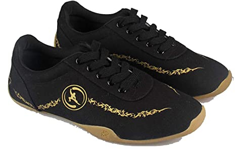 Kampfsport Schuhe Für Frauen, Leinwand Tai-Chi Turnschuhe Atmungsaktive Kung Fu Schuhe Anti-Rutsch Qigong Trainer Für Trainingsübungen,Schwarz,41
