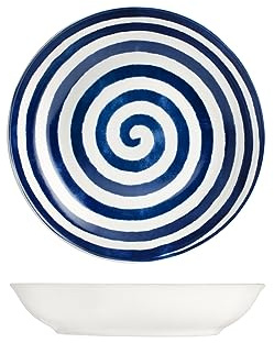 H&H Graphic Set 12 Piatti Fondi, in Porcellana, 21cm, Colorati