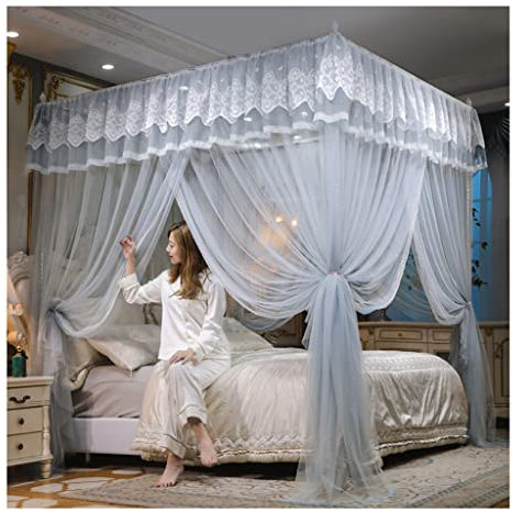 itonc Bett Vorhang Bett Baldachin Luxus-Prinzessin-Luft-Bett-Zelt Blackout Staubdicht Bett Vorhang Mit Halterung, (Farbe : A1, Größe : 120X200X200Cm)