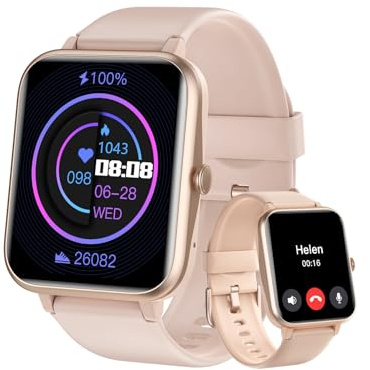 HUAKUA Smartwatch 1,85 Zoll Touchscreen mit Bluetooth Anrufe für Damen Herren,Sportuhr mit Herzfrequenzmessung,SpO2,Schrittzähler,Schlafmonitor,110+ Trainingsmodi für iOS Android Handy