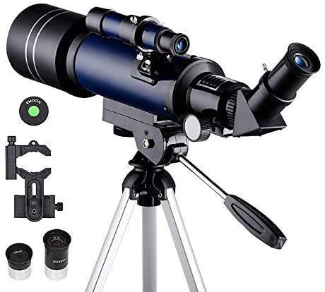 ZSLBGUYIAD Astronomisches Teleskop, 70-mm-Refraktorteleskop, Mondbeobachtung, für Kinder und Erwachsene, Astronomie, Anfänger, 16- bis 66-fache Linse mit Sucherfernrohr