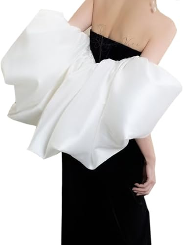 Ayervici Detachable Puff Sleeve Cape for Wedding Dress,Unique Satin Shawl Cover Tops Perfect for Bridal Gowns Formal Wear – Women Costume, Gift, or Cosplay