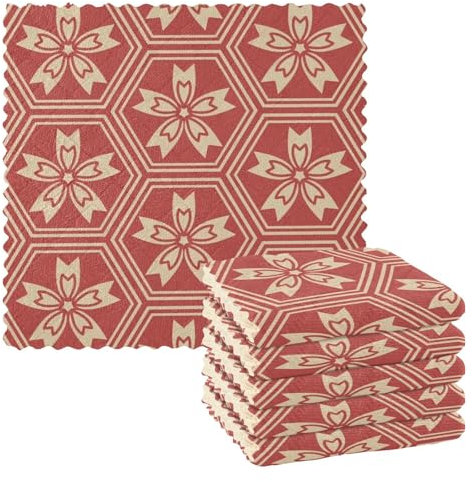 Amooorous Red Japanese Microfiber Towels Kitchen Tea Towel Country Terry Cloth Kitchen Hand Towels Hand Towels for Kitchen Decorative Quality Accessories Valentine (longword) 11x11in 6 Piecing