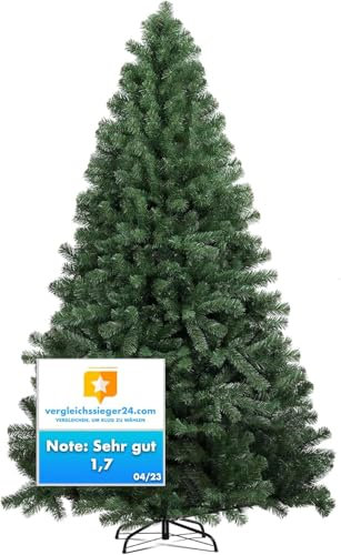 Weihnachtsbaum grün künstlich 180 cm - täuschend echt & naturgetreuer Tannenbaum - Nordmanntanne - mit Ständer ((180cm-PREMIUM))