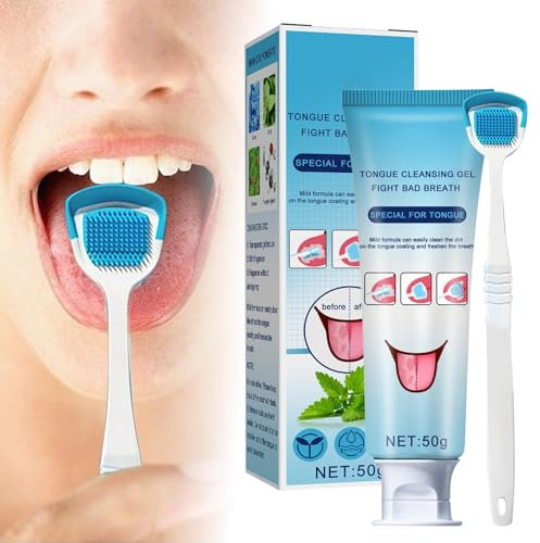 Kit limpiador de lengua | Cepillo raspador de lengua | Gel Tung y cepillo | Gel limpiador de lengua con cepillo de lengua para mantener una lengua limpia y saludable