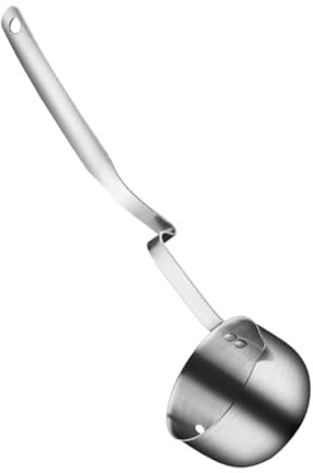 Cabilock Cuchara Colador De Aceite De Acero Inoxidable Con Mango Para Filtrar Grasa y Residuos Diseño Ergonómico Para Cocina Casera Apta Para Sopa y Olla Caliente