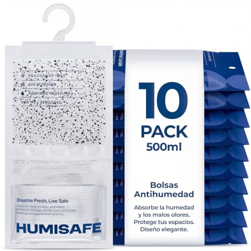 Bolsas antihumedad armarios | X10 500ML | Antihumedad habitacion | Absorbe humedad | Deshumidificador armario | Humedad armarios | Deshumificadores de humedad | Elimina olores.