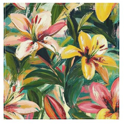 Servietten, Motiv: Karnevalslilien, Ölgemälde, Weihnachten, Dinner-Servietten, wiederverwendbar, Polyester, Kleidung, Jute, Stoffservietten, Restaurant-Stil, 6 Stück, 50,8 x 50,8 cm, servilleta de