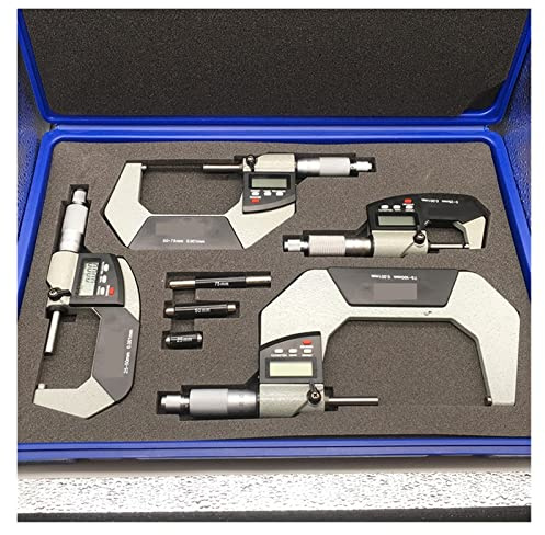 Bügelmessschraube, Electronic äußeres Mikrometer 0-25mm 25-50mm 50-75mm 75-100mm 0,001 mm Digital Mikrometer Messgerät Micrometer Messwerkzeuge, Hohe Präzision(4pcs set)