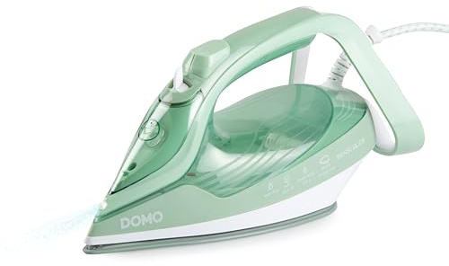 DOMO DO7059S SensiGlide Fer à Repasser Vapeur - Double semelle en céramique – Débit vapeur 50g/min – Fonction pressing - 400ml - 2830 W - Bleu/vert