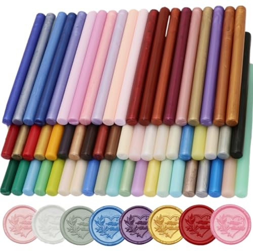 60 Stück Dichtung Wax Sticks für WaxSeal Stempel, Sortierte Farbe Dichtung WaxGlue Pistole Wax Siegel Sticks MiniWax Pistole Stick, Mischfarben WaxSeal Kit Great für Hochzeitseinladungen (60)