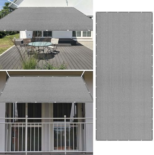 Tenda a Vela 230 x 440 cm Protezione Raggi UV 98% Vela Tela Ombreggiante Anti UV Antivento con Occhielli con Fune Adatte per Piscina Feste e Spazi Esterni, Grigio Chiaro