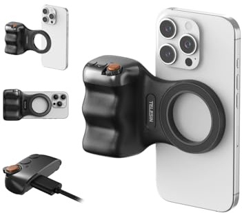 TELESIN Fun Shot Magnetic Phone Camera DSLR Style Shutter Grip for Magsafe iPhone & Android with Detachable Wireless Shutter Button - Official Grip -Comfort Ergonomic Phone Grip Handle Holder(B)