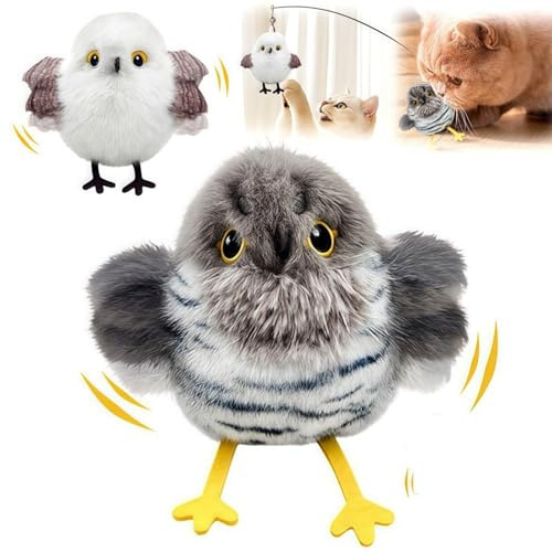 Katzenspielzeug Vogel Elektrisch,Neues 2025,Vogelspielzeug für Katzen,Flying Bird Cat Toy,Upgrade Fliegender Vogel Spielzeug,Aufladbar Interaktives Katzenspielzeug,3 Modi,Sound simuliert Vogelruf