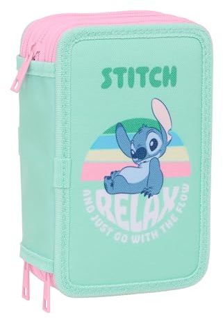 Stitch - Trousse Scolaire avec 37 Outils Inclus, Trousse pour Enfant, idéale pour Les Enfants de 5 à 14 Ans, Confortable et Polyvalente, qualité et résistance, 12,5 x 5,5 x 19,5 cm