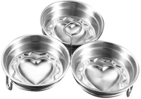 Mipcase 3pezzi Stampo Per Uova Sode in Acciaio Resistente Forma Di Cuore Utensile Da Cucina Per Uova Crema Pasticcera e Budino Congele Gelato e Snack Fai Da Te Facile Da Pulire e Sicuro Pe