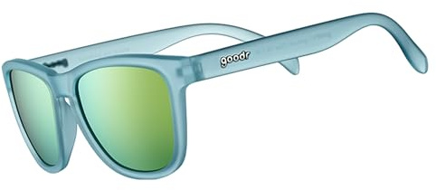 goodr Sunbathing with Wizards Polarized Sunglasses, Medium Sized (OG), Light Blue Translucent Frames with Gold Mirrored Reflective Lenses, UV400 Protection, No Slip, No Bounce