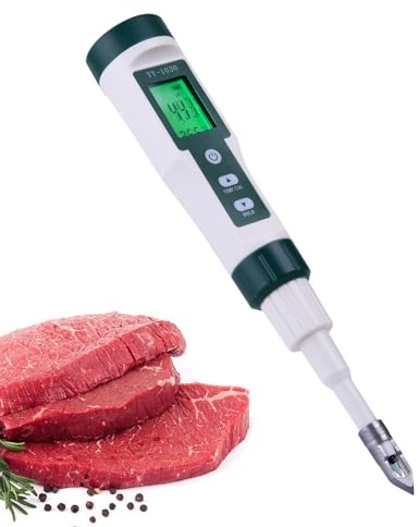 pH-metro per Alimenti, Tester di pH Cibo digitale Alta precisione con sensore pH,Monitor acqua, acquario, Formaggio, campioni solidi, lievito, pai