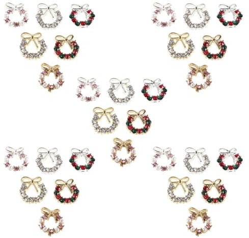 PACKOVE 30 Pièces bijoux pour ongles décoration accessoire de Noël nail charm bow accessoire nail art Charmes d'ongles en