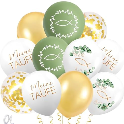 30 Stück Taufe Luftballons, Meine Taufe Ballon Deko Junge Mädchen, Luftballons Kommunion für Erstkommunion Partydeko