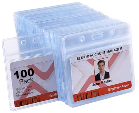 Ausweishüllen Transparent, 100 Stück PVC Kartenhüllen | Ausweishalter Karten Hüllen perfekt für Standardausweise, Namensschilder, Mitarbeiterausweise und Besucherausweise