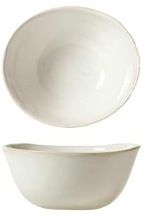 Ensaladera de cerámica esmaltada retro simple y exquisita con personalidad, color blanco, 15 cm