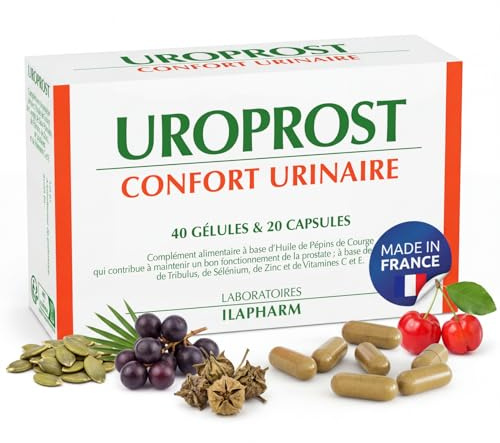 Laboratoires Ilapharm - Uroprost - Plantes, Vitamines, Minéraux-Prostate Et Desagrements Urinaires - Boite De 40 Gélules + 20 Capsules