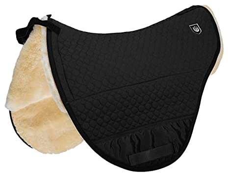 Werner Christ ® Champ für Baumlose Sättel & Endurance Sättel aufpolsterbares Lammfellpad, Sitzbereich aus echtem Fell, für Sommer und Winter, in schwarz, Größe Pony