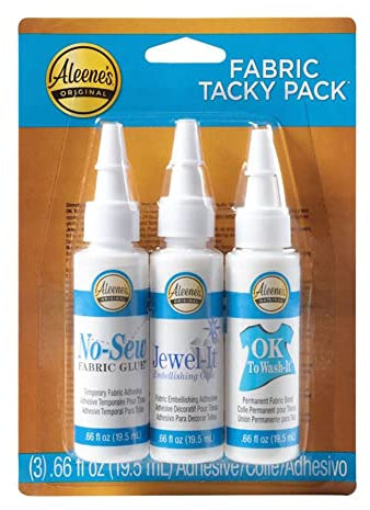 Aleene’s Mini Set Textilkleber 3 Stück 19,5 ml – 3 Arten Starker Textilkleber – Transparenter Flüssigkleber und Bastelkleber für Textilien und Kleidung – für Stoffreparaturen, Bastelarbeiten und DIY