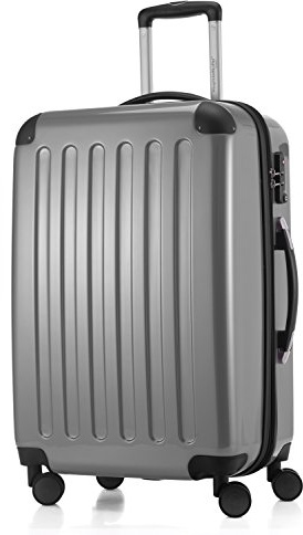 Hauptstadtkoffer ALEX - Erweiterbarer Hartschalenkoffer 65 cm (74 L) mit TSA-Schloss - robuster Trolley-Reisekoffer mit 4 Doppelrollen, Silber