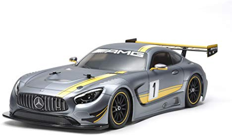 TAMIYA, 58639, modellino Mercedes-Benz 1:10 AMG GT3 (TT-02), auto elettrica radiocomandata da assemblare (RC), veicolo sportivo On Road, carrozzeria in policarbonato, non verniciato, 58639