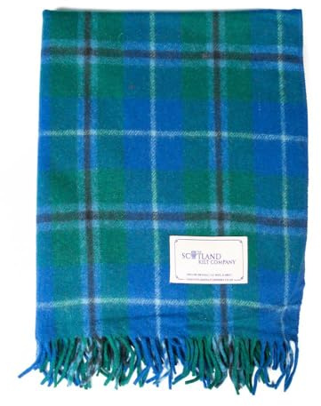 The Scotland Kilt Company Knee Travel Rug Tartan Wool Blanket - Douglas - Fringed Edges, Lightweight, Soft, Machine Washable Plaid Shawl