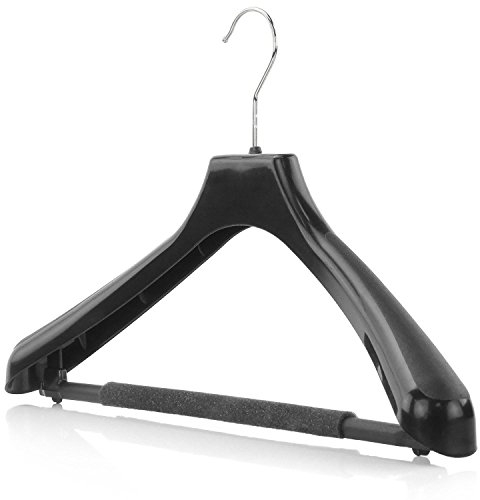 Hangerworld 10 Stabile Kunststoff Kleiderbügel 42cm Schwarz Rutschfester Hosensteg mit Schaumstoff