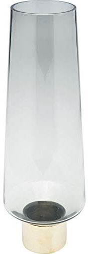 Kare Desig Vase Noble Ring, Grau/Messing, Deko Vase, Blumenvase, Glas, Stahl Verzierungen,mundgeblasen, Unikat, 40x14x14 cm (H/B/T)