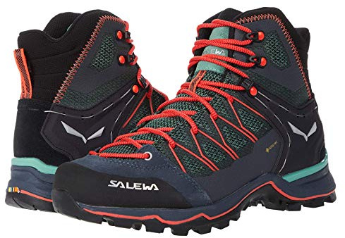 Salewa WS Mountain Trainer Lite Mid Gore-TEX trekking- och vandringskängor, Feld Green/Fluo Coral, 42.5 EU