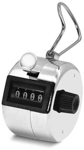 AMTAST Metall Hand Tally Counter Clicker 4-stelliger mechanischer Palm Counter Clicker mit Fingerring-Zahlenzählung für Schule Golf & Konzert