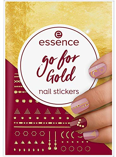 essence go for Gold nail stickers, Gold, Expressergebnis, metallisch, Nanopartikel frei, 1er Pack (74pcs)