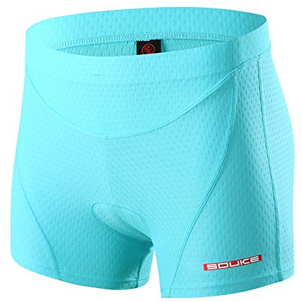 Souke Sports Damen Fahrrad Unterwäsche 3D Gepolstert Atmungsaktiv Fahrrad Unterwäsche Short Hellblau - XXL