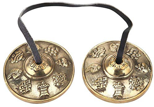 Tibetische Meditationsglocke Handgefertigtes Kupfer Tibetische Meditation Kupferglocke Geprägte tibetische Yoga Meditations Yoga Glocke mit buddhistischen glückverheißenden Symbole(FU)
