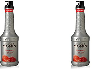 Monin - Purée de fraise, juteuse et sucrée, idéale pour les sodas et les thés, sans gluten (33,81 fl oz) – Lot de 2