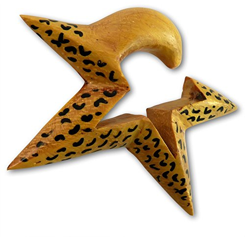 Fly Style Piercing Ohr Expander aus Holz - Stern Dehnschnecke Dehnspirale Dehnungsschnecke Dehnsichel, Grösse:8 mm (Paar)