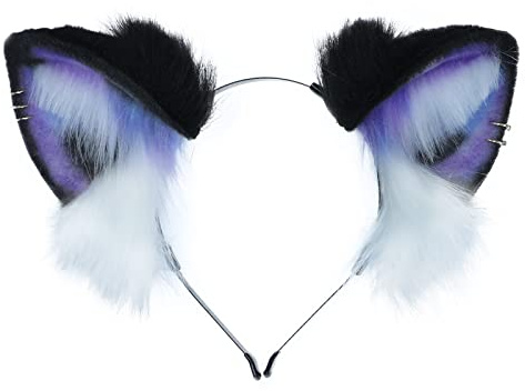 Dodheah Katzenohren Haarreif Fuchs Wolf ohren Stirnband Hundeohren Haarband Weihnachts Geweih Haarschmuck Halloween Cosplay