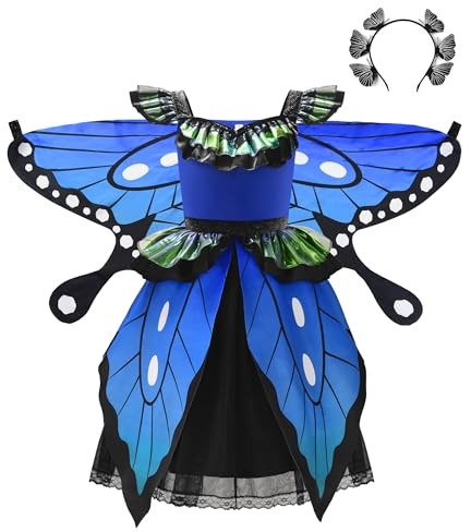 ReliBeauty Schmetterling Kostüm Kinder Mädchen mit Haarreif